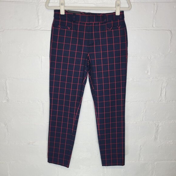 Banana Republic Pants - Banana Republic Women's Size 2 Ankle Pants Sloan Slimming Mid Rise Blue Red